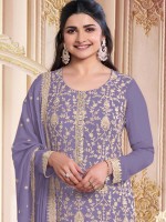 Lilac Blue Faux Georgette Designer Salwar Kameez